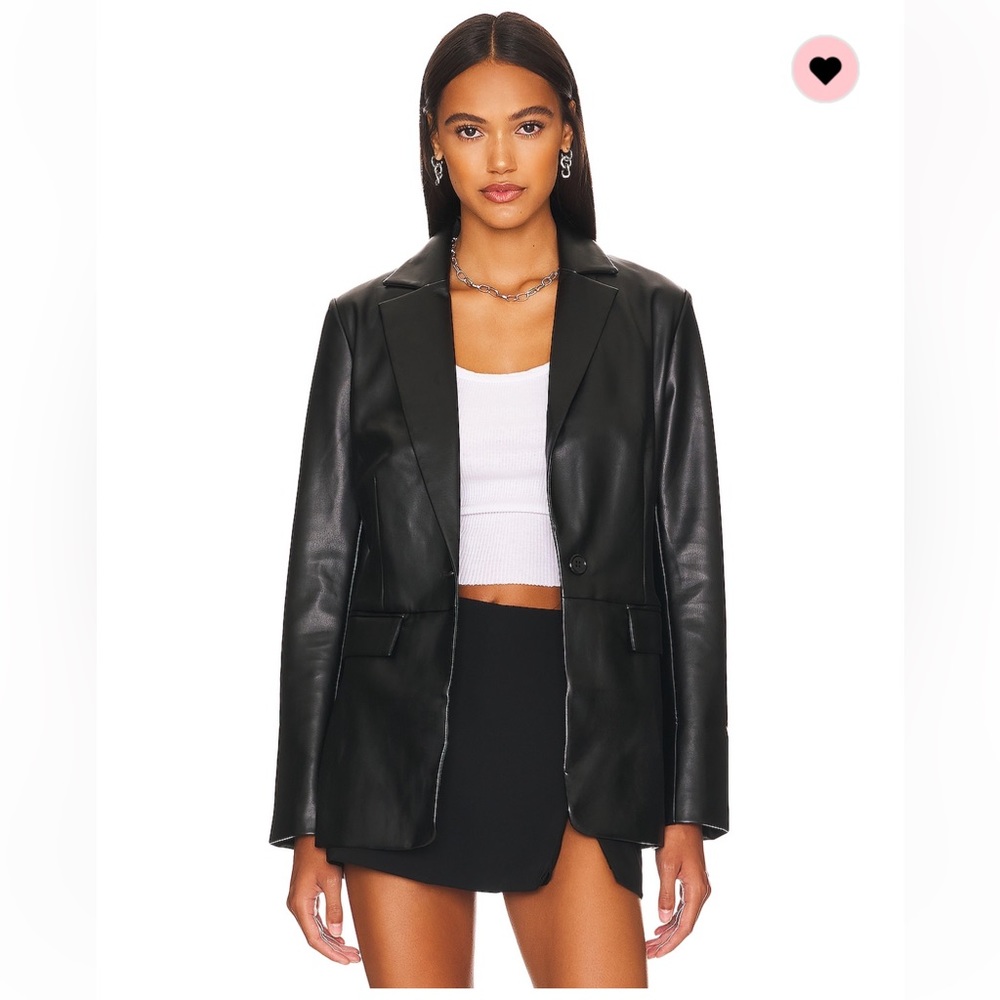 Remi x Revolve Chloe Faux Leather Black Blazer